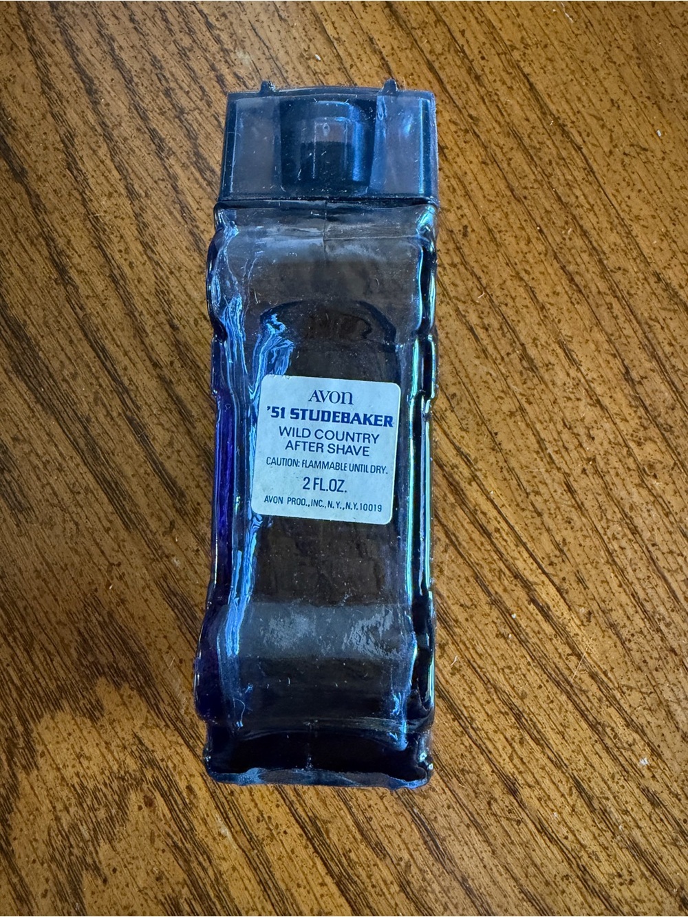 Avon Blue Glass '51 Studebaker' Wild Country After Shave Bottle